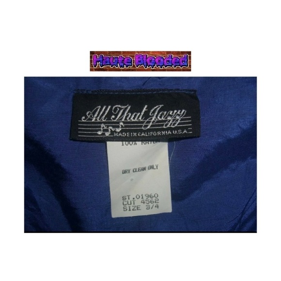 Vintage 80's 90's All That Jazz Blue Dress Satin Deadstock Dynasty Pleated S VTG - Picture 7 of 9